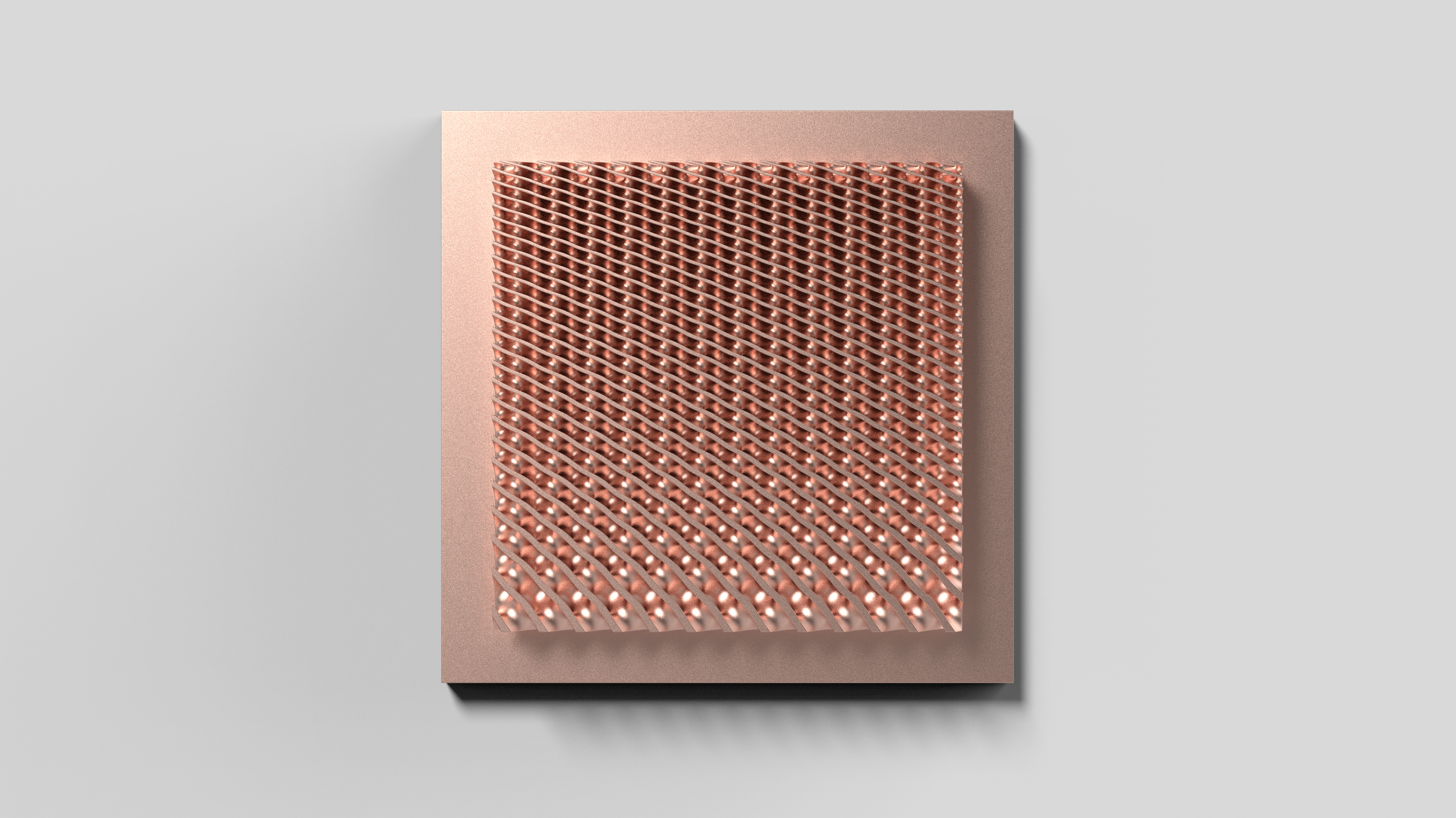 Single copper additive square sample with wavy ridge thermal top surface