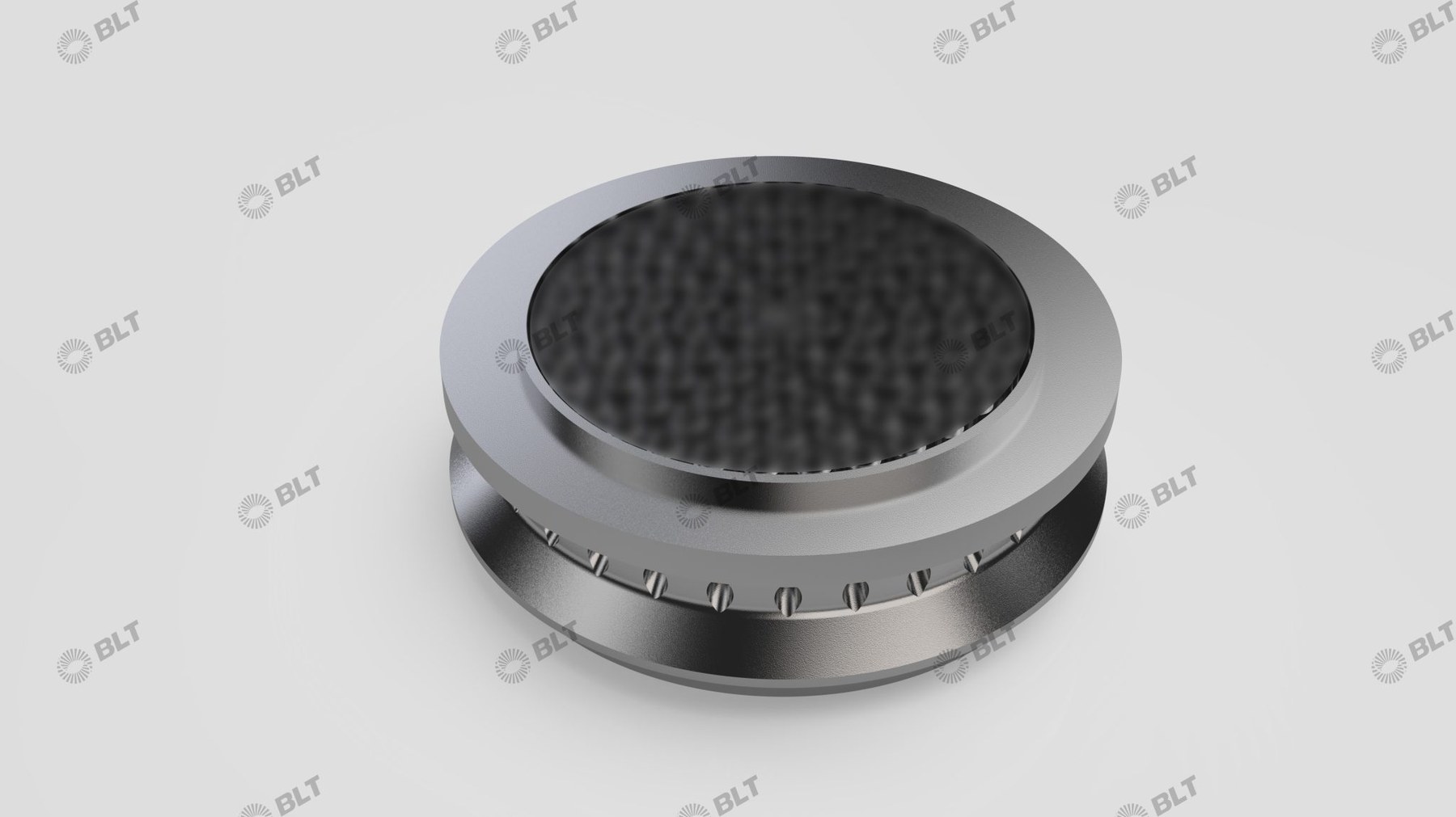 Metal additive liquid-rocket thrust chamber disc blank on a neutral background